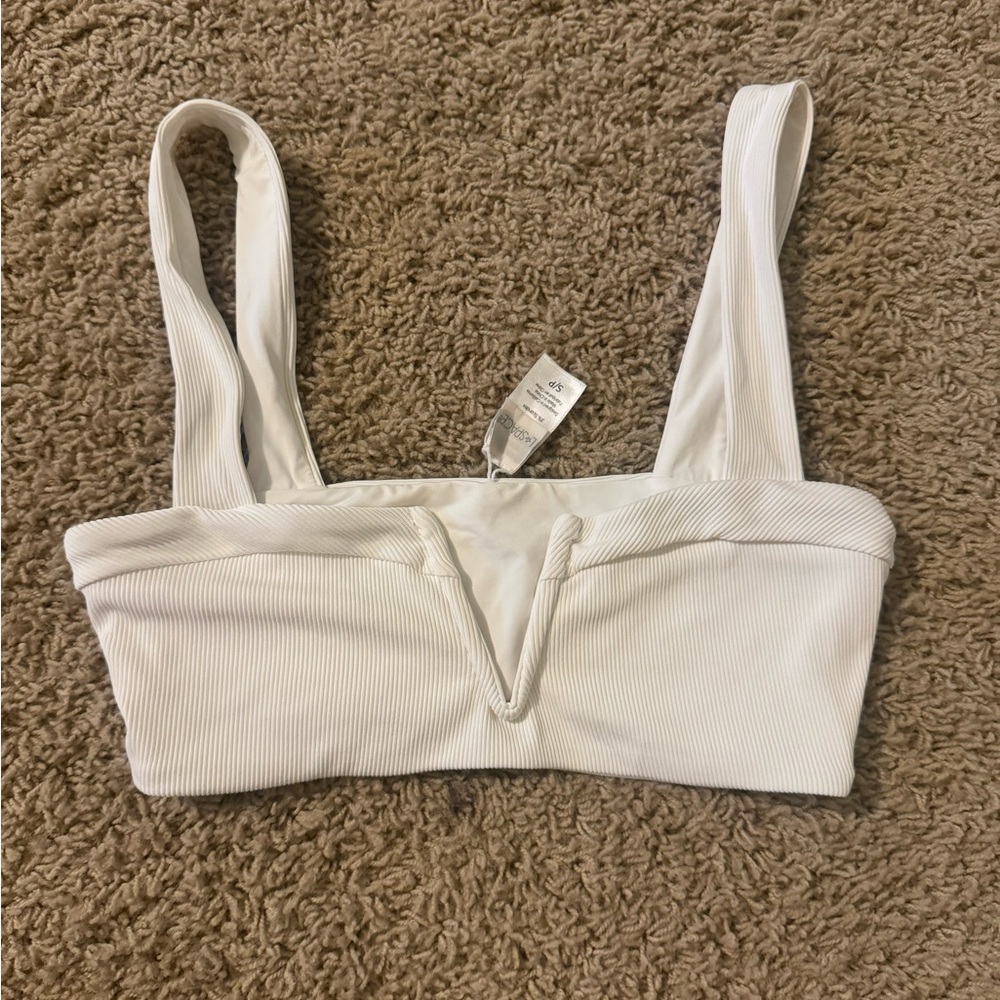 White Ribbed Crop Top